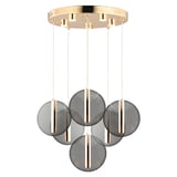 Dustin 6'lı Yuvarlak 3 Renk 80 Watt Gold Kristal Ledli Modern Oturma Odası Salon Sarkıt Avize