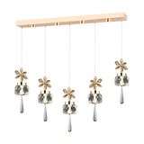 Amaris 5'li Sıralı 3 Renkli 70 Watt Gold Kelebek Led Avize Kristal Ledli Modern Oturma Odası Salon Sarkıt Avize