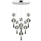 Amaris 6'lı Yuvarlak 3 Renkli 79 Watt Krom Kelebek Led Avize Kristal Ledli Modern Oturma Odası Büyük Salon Sarkıt Avize