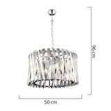 Saucer 50'lik Krom Yuvarlak Kristalli Taşlı Modern Tasarım Kristal Salon Avize