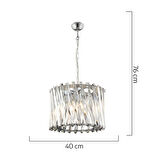 Saucer 40'lık Krom Yuvarlak Kristalli Taşlı Modern Tasarım Kristal Salon Avize