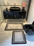 Rasel Model 2'li Lateks Kaymaz Taban Banyo Paspas Takımı Ebat (60X100 - 60X50)