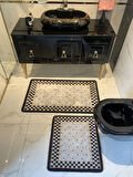 Rasel Model 2'li Lateks Kaymaz Taban Banyo Paspas Takımı Ebat (60X100 - 60X50)