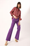 Mor-Wide Leg Yüksek Bel Pantolon