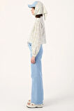 Mavi-Wide Leg Yüksek Bel Pantolon