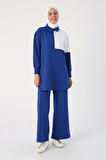 Saks-İki Renk Sim Detaylı Pantolonlu Takım