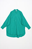 Yeşil-Oversize Cepli Gömlek Tunik
