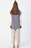 Soft Lila-Oversize Yırtmaç Detaylı Basic Süveter
