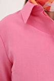 Pembe-Gizli Patlı Gömlek Tunik