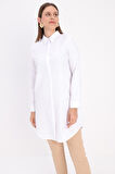 Beyaz-Gizli Patlı Gömlek Tunik