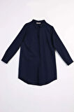 Lacivert-Gizli Patlı Gömlek Tunik