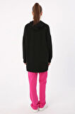 Siyah-Kapüşonlu Sweat Tunik