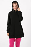 Siyah-Kapüşonlu Sweat Tunik