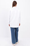 Beyaz-Bisiklet Yaka Reglan Kol Sweatshirt