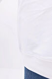 Beyaz-Bisiklet Yaka Reglan Kol Sweatshirt