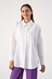Beyaz-Oversize Basic Gömlek