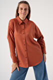 Soft Kiremit-Oversize Basic Gömlek