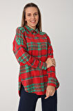 Kırmızı-Yeşil-Oversize Oduncu Gömlek Tunik