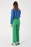 Yeşil01-Cepli Bol Paça Pantolon