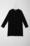 Siyah-Basic Pamuklu Süprem Sweat Tunik