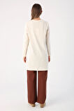 Ekru-Basic Pamuklu Süprem Sweat Tunik