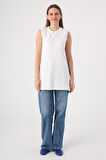 Beyaz-Kolsuz T-Shirt Tunik