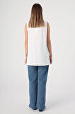 Beyaz-Kolsuz T-Shirt Tunik