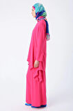 Pembe-Asimetrik Kesim Tunikli Bol Paça Pantolonlu Salaş Takım