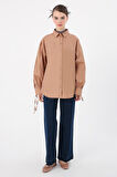 Toprak-%100 Pamuk Kolları Bağlama Detaylı Gömlek
