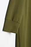 Haki-Kapüşonlu Örme Elbise