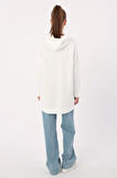 Beyaz-Kapüşonlu Sweat Tunik