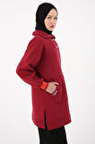 Bordo-Çıtçıt Yakalı Ribana Detaylı Şardonlu Sweat Tunik