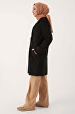 Siyah-Süet Kruvaze Blazer Ceket