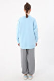 Açık Mavi-3 İplik Oversize Basic Sweatshirt