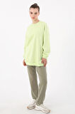 Açık Yeşil-3 İplik Oversize Basic Sweatshirt