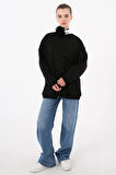 Siyah-3 İplik Oversize Basic Sweatshirt