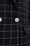 Siyah-Ekru-Simli Tüvit Kumaş Blazer Ceket