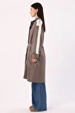 Vizon-Kumaş Mixli Oversize Trençkot