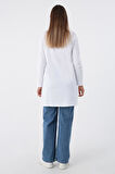 Beyaz-Basic Pamuklu Süprem Sweat Tunik