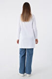 Beyaz-Basic Pamuklu Süprem Sweat Tunik