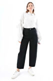Siyah-%100 Pamuk Slouchy Pantolon