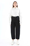 Siyah-%100 Pamuk Slouchy Pantolon