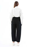 Siyah-%100 Pamuk Slouchy Pantolon