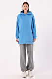 Mavi-Kanguru Cepli Oversize Sweatshirt