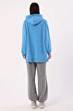 Mavi-Kanguru Cepli Oversize Sweatshirt