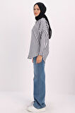 Siyah-Beyaz-Oversize Basic Gömlek