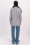 Siyah-Beyaz-Oversize Basic Gömlek