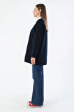 Lacivert-Bisiklet Yaka Reglan Kol Sweatshirt