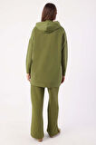 Haki-Kapüşonlu Sweat Tunik