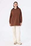 Kahve-Kapüşonlu Sweat Tunik